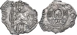 Grand Principality of Kiev. Vladimir I, the Great (980-1015) silver Srebrennik ND UNC - scratch, edge chips, 24mm. 2.22gm