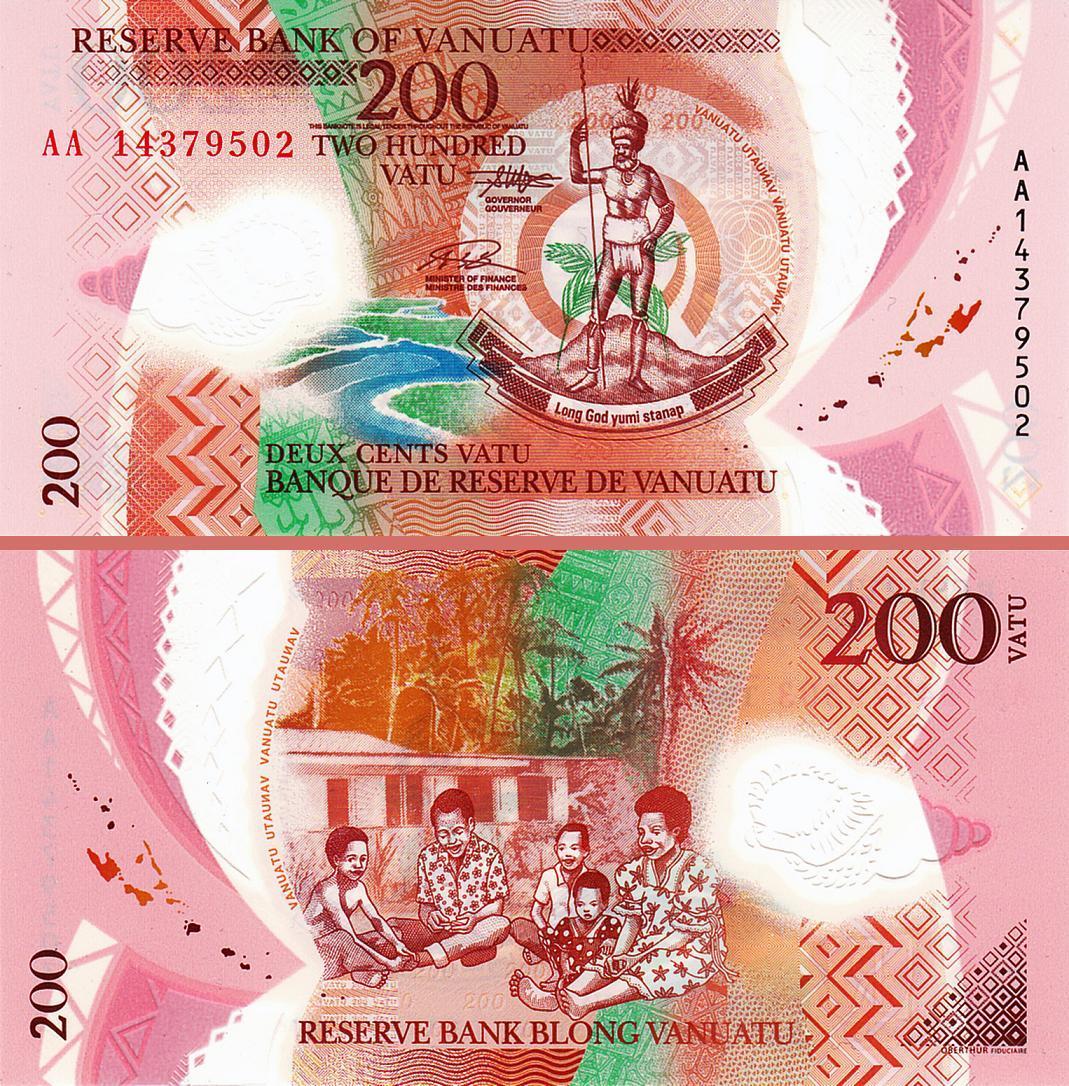 2014 Oceania Paper Money Vanuatu 200 Vatu Banknote UNC Polymer P-New 