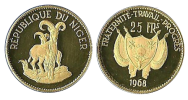 Niger 1000 Francs 1968 Gold 8g Barbary sheep KM9