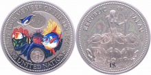 Palau $1 Multicolor fish and dolphin, 50 years of the UN CuNi 1995