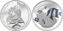 Palau 2015 $1 - Whitetail Damselfish, Silver Plated Copper