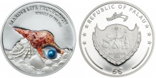 2016 Palau silver coin with embedded freshwater pearl