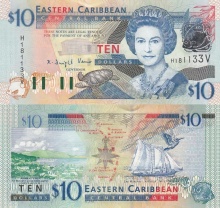 East Caribbean States St. Vincent and the Grenadines 10 Dollars Brown Pelican UNC P-43v