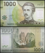 Chile 1000 Pesos 2010 UNC Polymer P-161