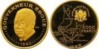 Chad 3000 Francs 1970 Gold 10.5g Governor Eboue KM9